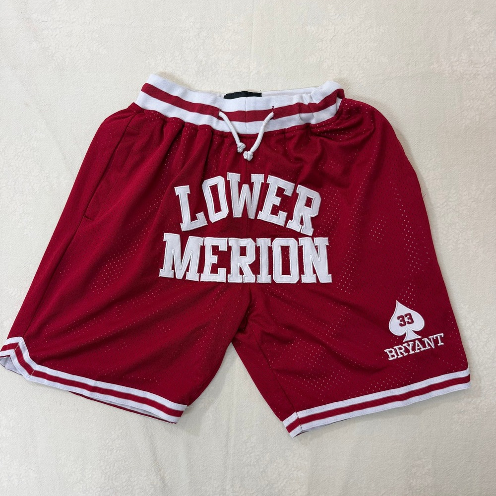 Just Don Basketball Shorts Mens M Red Made USA Lower Merion Kobe Bryant 33 EUC